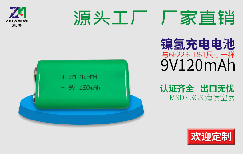 9V120H镍氢纽扣充电电池海报